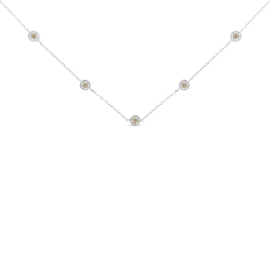 Sterling Silver Diamond Station Necklace (1/2 cttw, I-J Color, I1-I2 Clarity) - Puritific