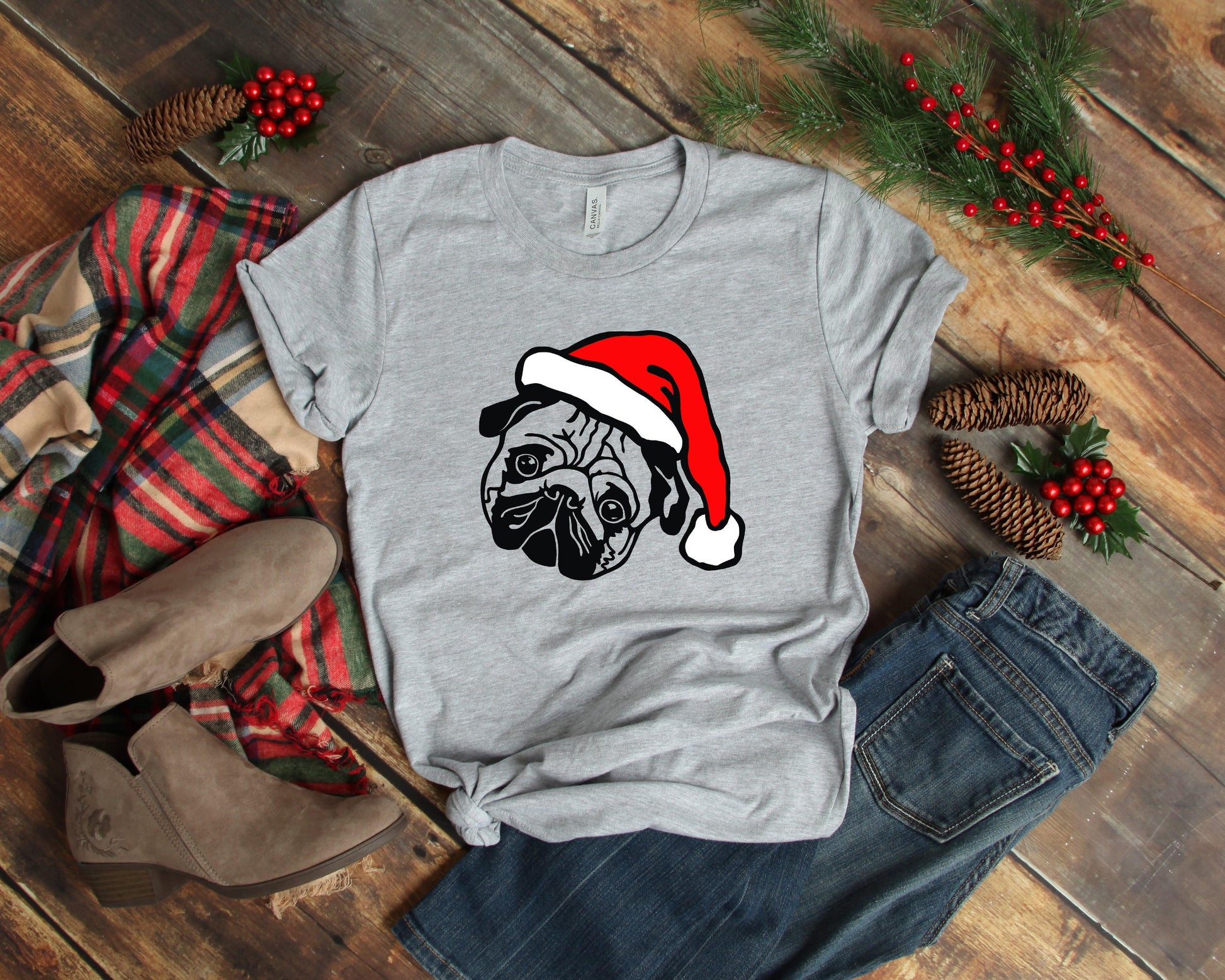 Christmas Santa Pug Shirt - Puritific