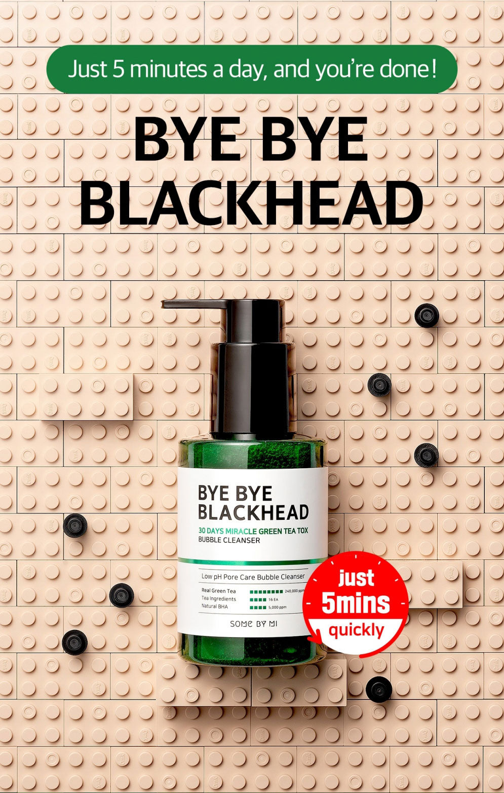 SOME BY MI Bye Bye Blackhead 30 Days Miracle Green Tea Tox Bubble Cleanser 120g-2