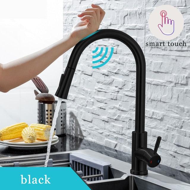 DQOK Kitchen Faucet Pull Out Brushed Nickle Sensor Stainless Steel - Puritific