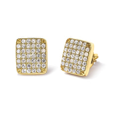 14K Yellow Gold 1/2 Cttw Diamond Square Shaped Composite Cluster Stud Earrings (I-J Color, I1-I2 Clarity) - Puritific