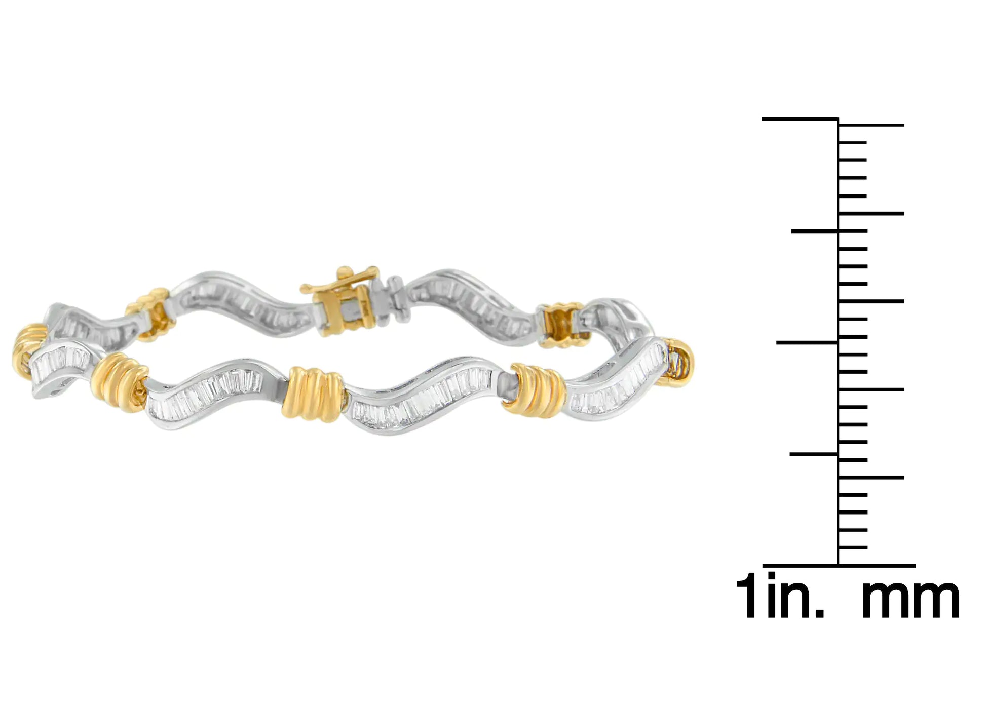 Original Classics 10K Two-Tone Gold Baguette Cut Diamond Spiral Bracelet (2.00 cttw, H-I Color, I1-I2 Clarity) - Puritific