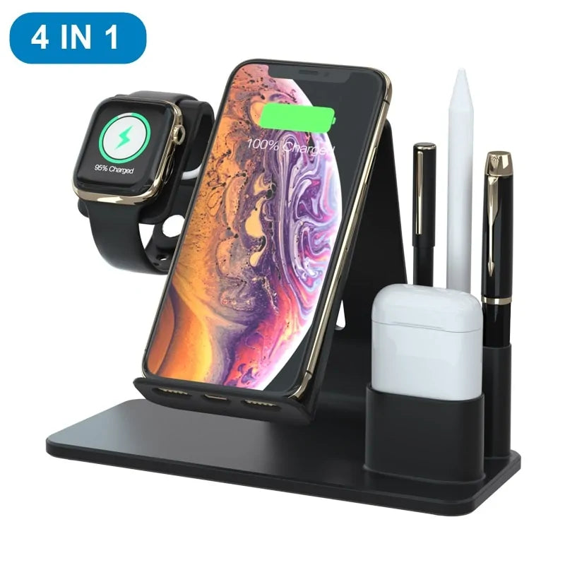 4 in 1 Qi Fast Wireless Charger Dock Stand - Puritific