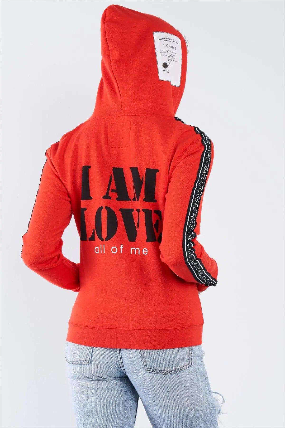 Apple Red "I Am Love, All Of Me" Long Sleeve Hoodie - Puritific