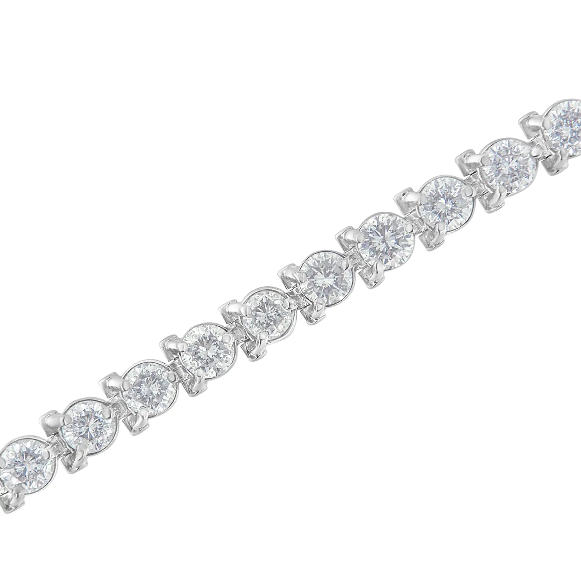 IGI Certified 10.0 Cttw Round-Brilliant Diamond 14K White Gold Martini Style 7" Tennis Bracelet (G-H Color, I1-I2 Clarity) - Puritific