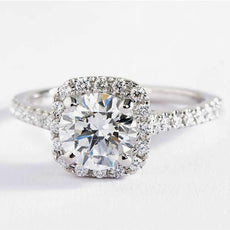 18K White Gold Plated Crystal Halo Ring - 3 Colors Available - Puritific