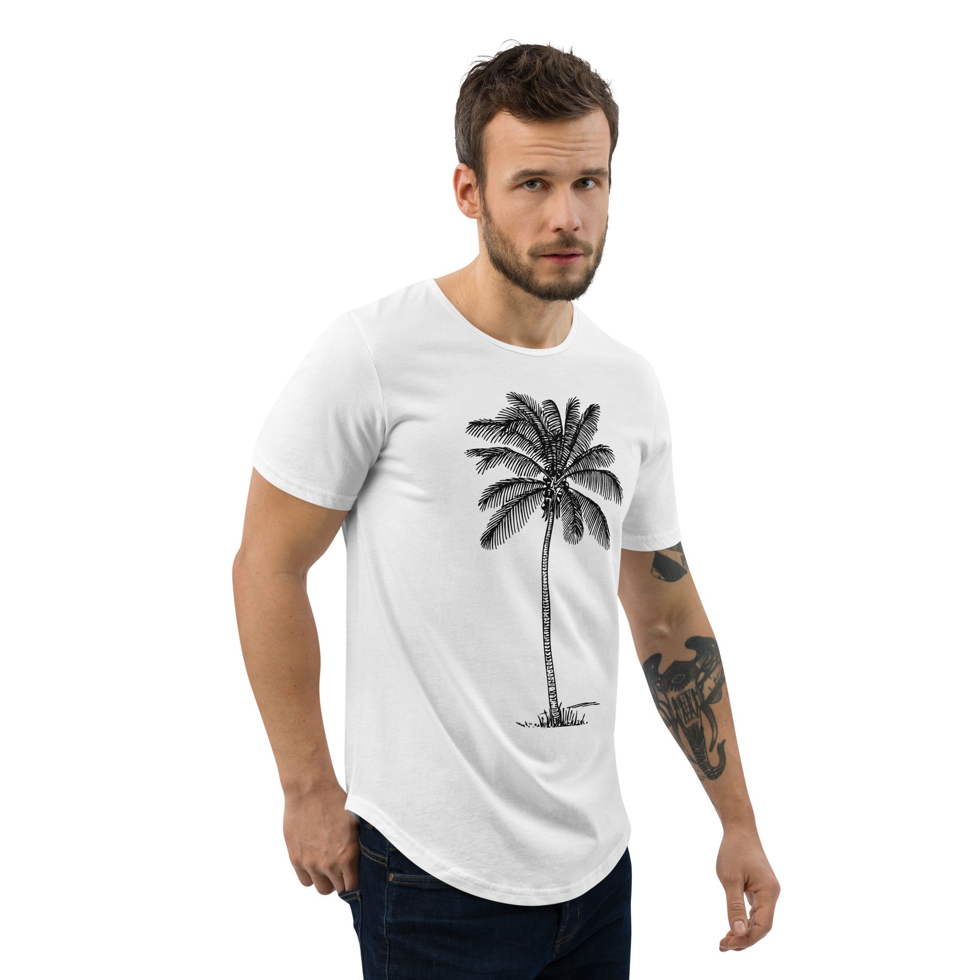 Coco Palm Men's Curved Hem T-Shirt-11