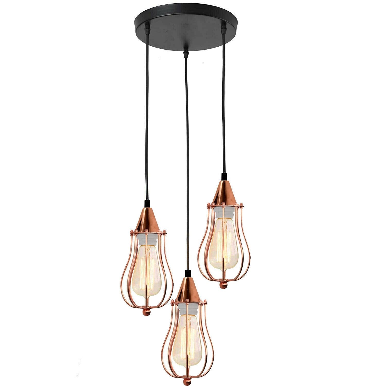 Vintage Industrial Retro Metal Cage Lampshade Ceiling Hanging Pendant Lights E27-4079-7