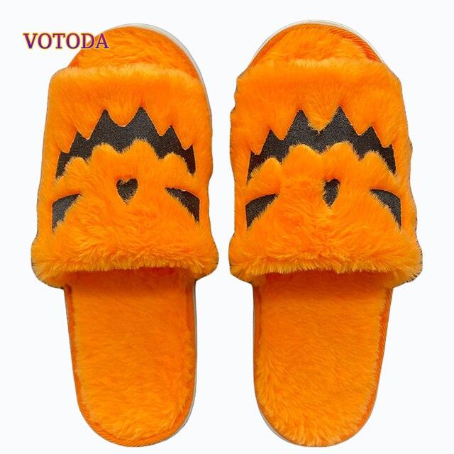 Fuzzy Pumpkin Slippers - Puritific