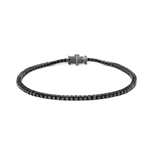 Black Rhodium Plated .925 Sterling Silver 5.00 Cttw Black Diamond Tennis Bracelet (Black Color, I2-I3 Clarity) - 8.5 Inches - Puritific