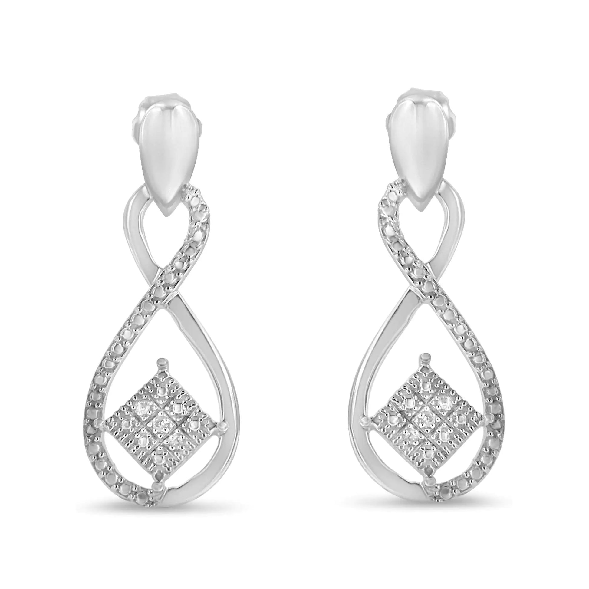 Sterling Silver Round Cut Diamond Infinity Earrings (0.04 cttw, H-I Color, I2-I3 Clarity) - Puritific