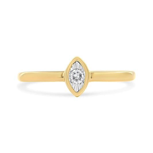 14K Yellow Gold Plated .925 Sterling Silver 1/20 Cttw Miracle Set Diamond Ring (J-K Color, I1-I2 Clarity) - Puritific