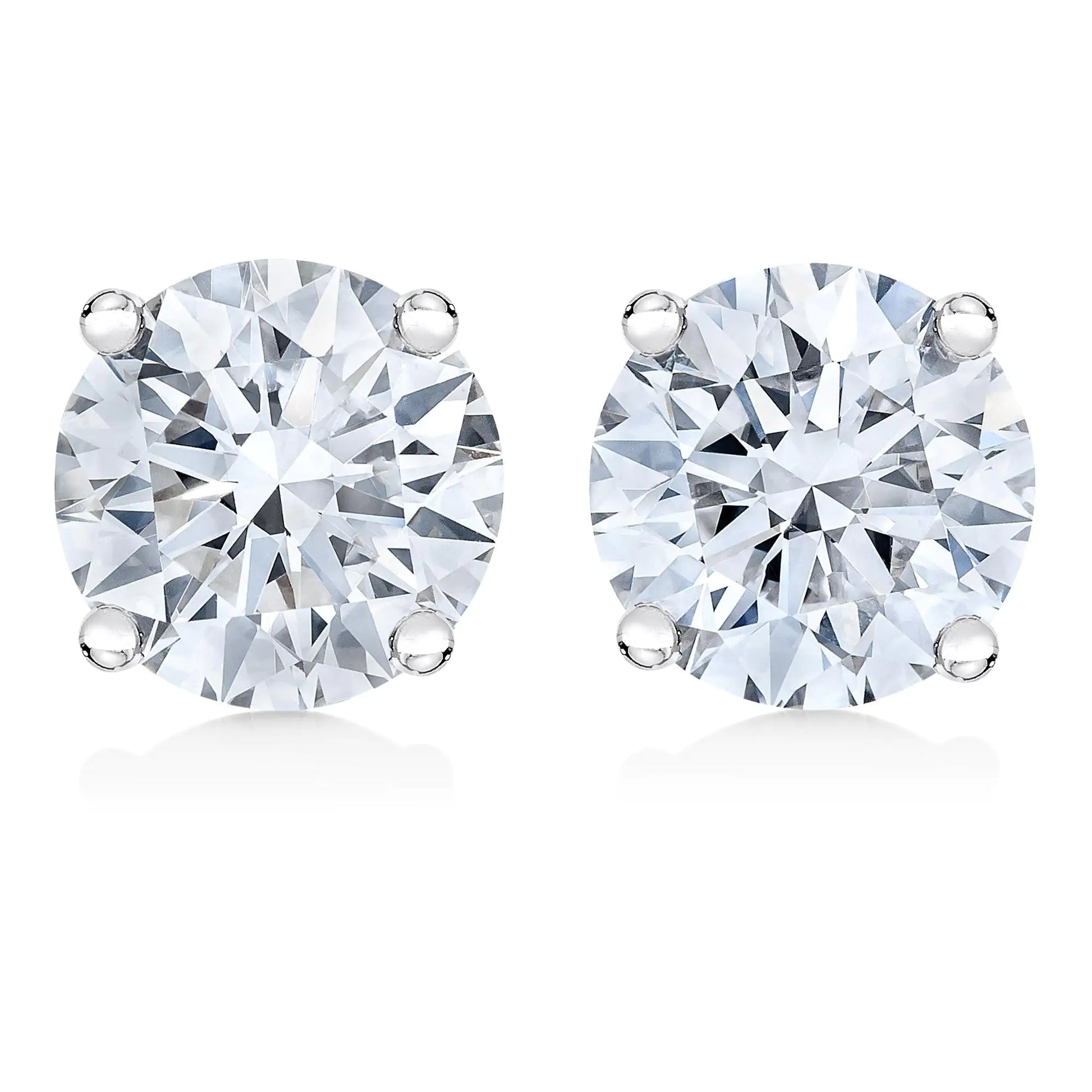 IGI Certified 14K White Gold 1/2 Cttw Lab Grown 4-Prong Round-Cut Diamond Classic Solitaire Stud Earrings (F-G Color, VS1-VS2 Clarity) - Puritific