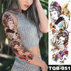 Geisha and Indian Full Arm Tattoo - Puritific