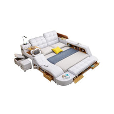 Genuine Leather Multifunctional Massage Bed Frame - Puritific