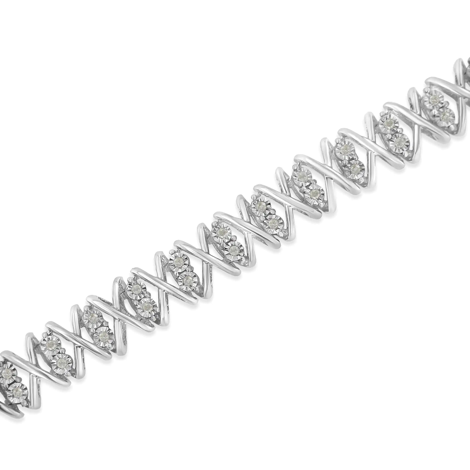 Sterling Silver rose-cut Diamond X-Link Bracelet (1 cttw, I-J Color, I2-I3 Clarity) - Puritific