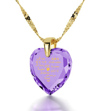 Gold Plated Silver Heart Necklace I Love You in 12 Languages 24k Gold Inscribed Cubic Zirconia - Puritific