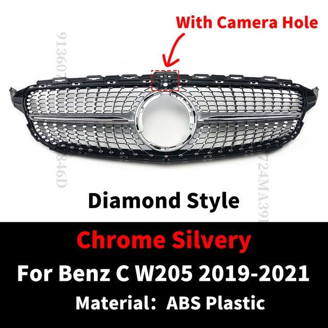 GT GTR Diamond Front Inlet Grille Bumper Grill Mesh For Mercedes W205 C205 S205 C43 AMG Benz C 2014-2021 C200 C260 C250 180 C300 - Puritific