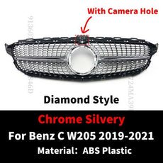 GT GTR Diamond Front Inlet Grille Bumper Grill Mesh For Mercedes W205 C205 S205 C43 AMG Benz C 2014-2021 C200 C260 C250 180 C300 - Puritific