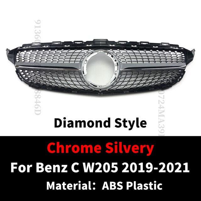 GT GTR Diamond Front Inlet Grille Bumper Grill Mesh For Mercedes W205 C205 S205 C43 AMG Benz C 2014-2021 C200 C260 C250 180 C300 - Puritific