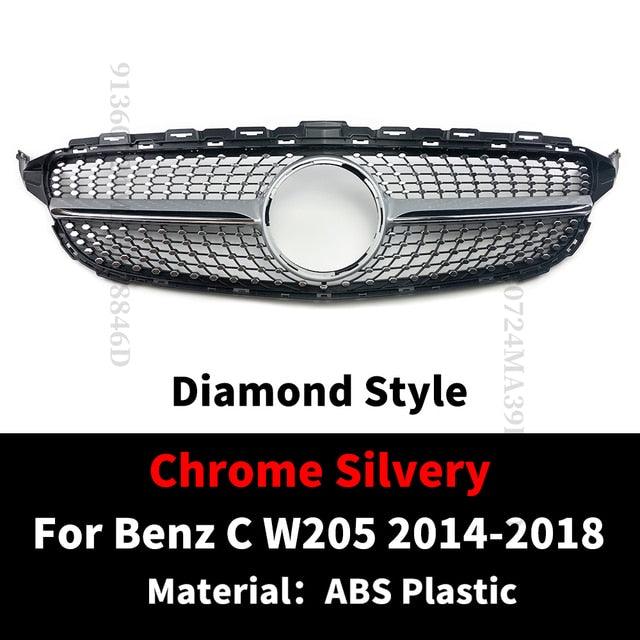 GT GTR Diamond Front Inlet Grille Bumper Grill Mesh For Mercedes W205 C205 S205 C43 AMG Benz C 2014-2021 C200 C260 C250 180 C300 - Puritific