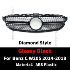 GT GTR Diamond Front Inlet Grille Bumper Grill Mesh For Mercedes W205 C205 S205 C43 AMG Benz C 2014-2021 C200 C260 C250 180 C300 - Puritific