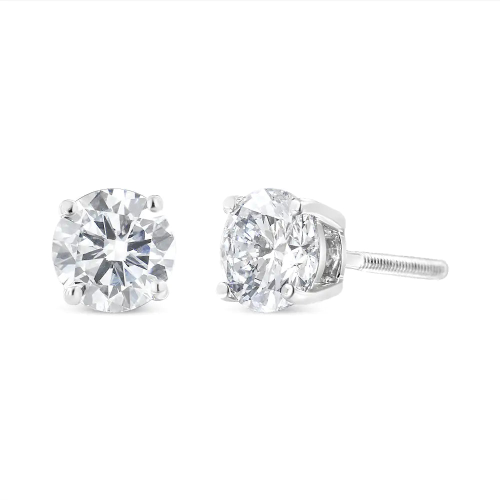 IGI Certified 14K White Gold 1 1/2 Cttw Lab Grown Diamond Solitaire Stud Earrings with Screwbacks (I-J Color, VVS2-VS1 Clarity) - Puritific