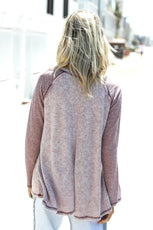 Burgundy Textured Raglan Long Sleeve Top