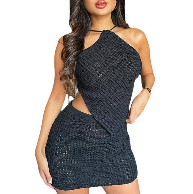 Halter Neck High Waist Short Dress Set - Puritific