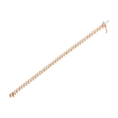 14KT Rose Gold Plated Sterling Silver Diamond S Link Tennis Bracelet (2 cttw, J-K Color, I1-I2 Clarity) - Size 7.5