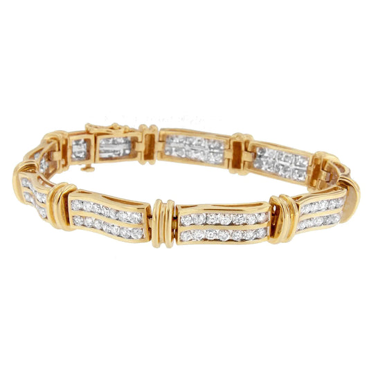 14K Yellow Gold Round-Cut Diamond Bracelet (5.35 cttw, H-I Color, I1-I2 Clarity) - Puritific