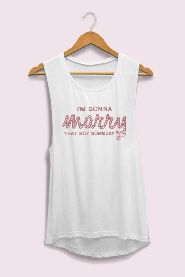 I'm Gonna Marry That Boy Someday | She's In Love with the Boy - Bachelorette Party Flowy Muscle Tank Tops - Puritific