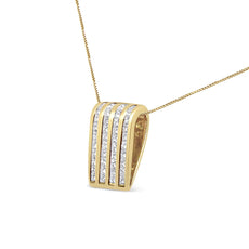 14K Yellow Gold 2 1/3 cttw Princess Cut Diamond Block Pendant Necklace (H-I, SI1-SI2) - Puritific