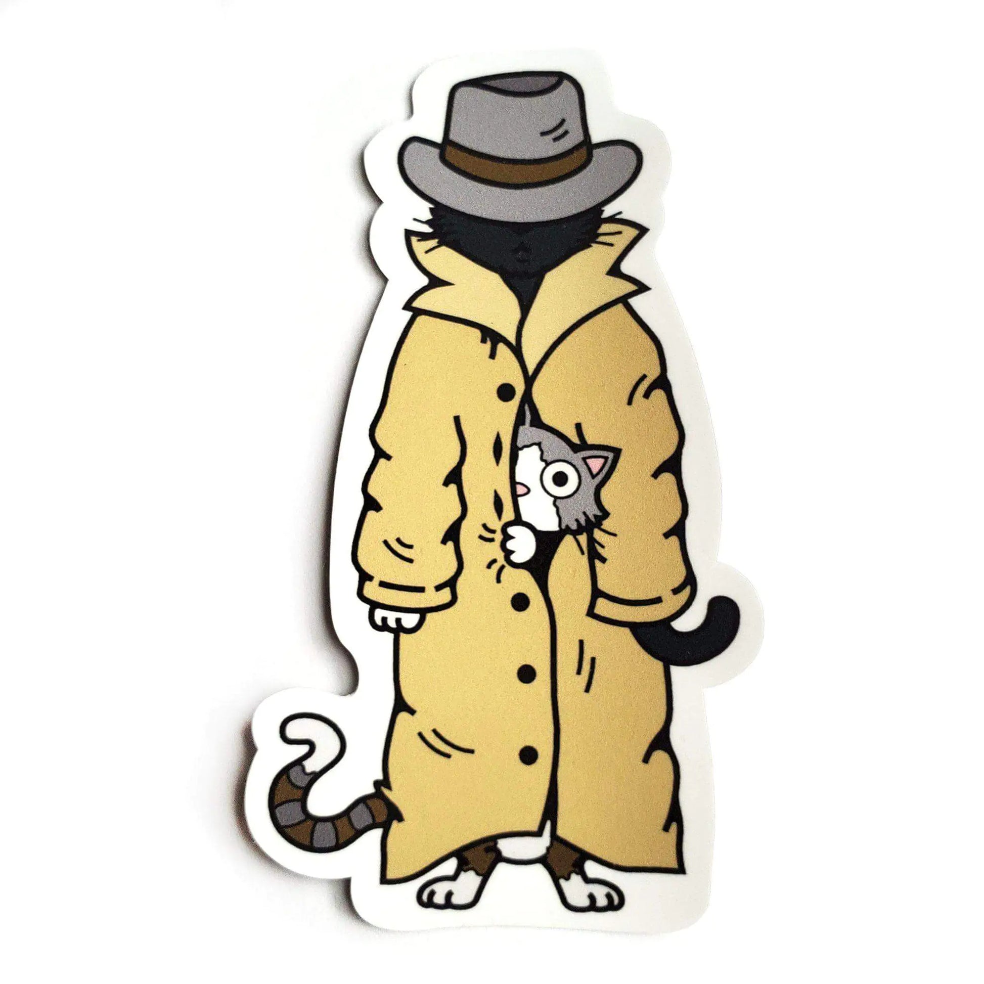 "3 Cats in a Trench Coat" Sticker - Puritific