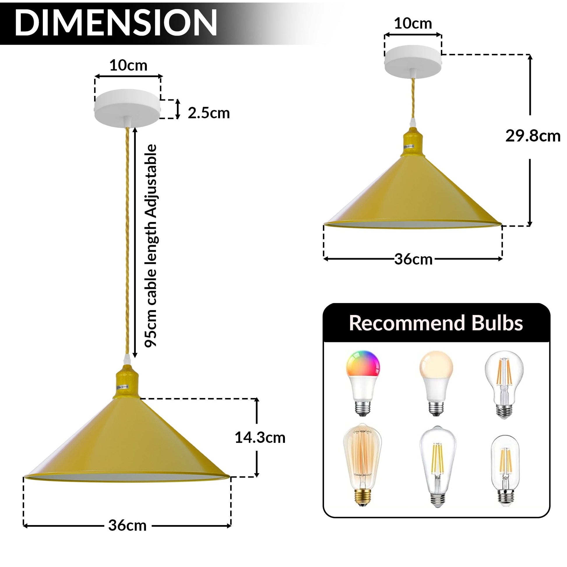 Single Head Metal Shade Adjustable Hanging Pendant Light ~5411-2