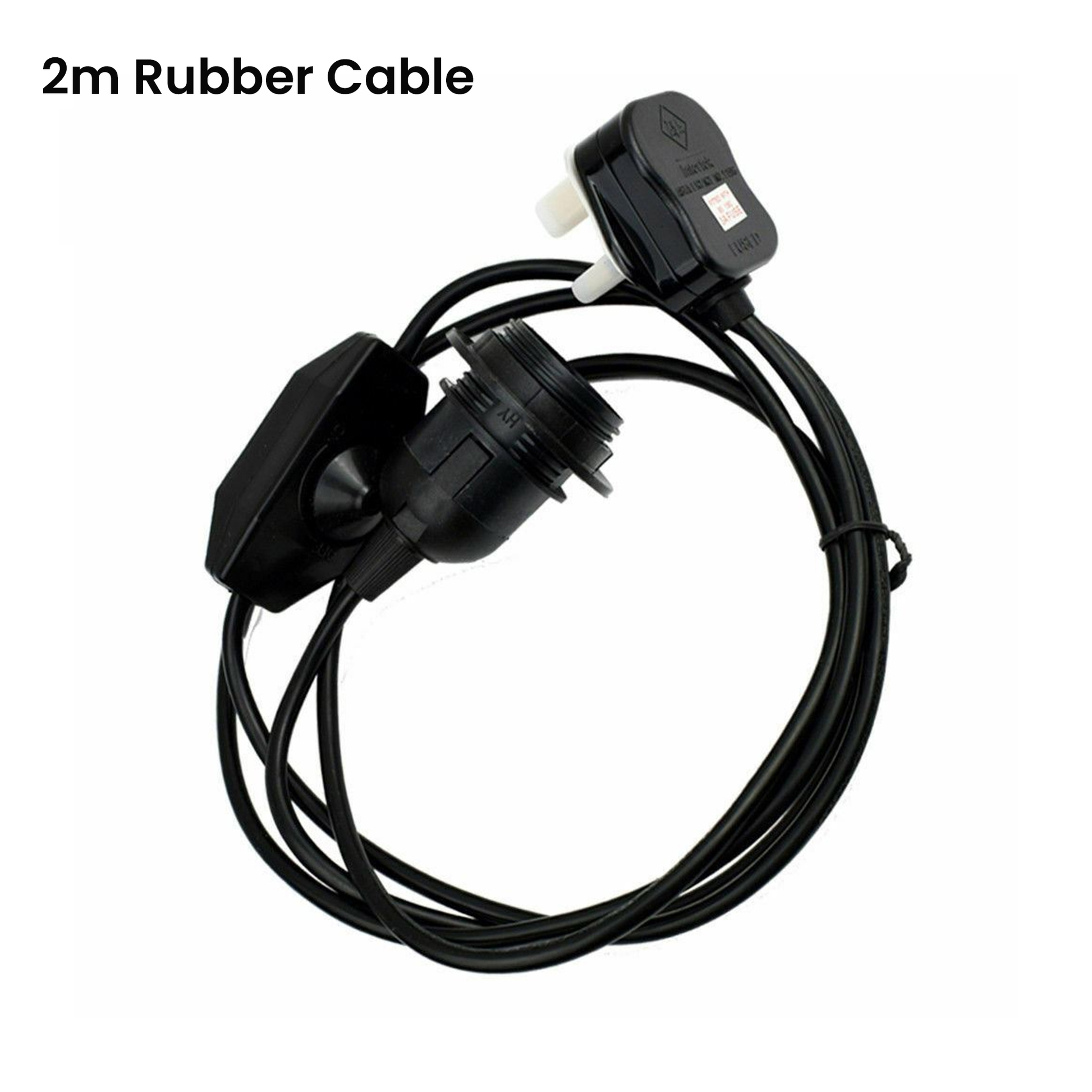 Plug In Pendant with Switch Holder Lighting E27 Rubber Cable~2115-3