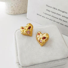 Irregular Heart Stud Earrings - Puritific