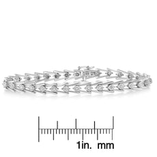 Sterling Silver Diamond Wave-Style Link Bracelet (0.5 cttw, I-J Color, I3 Clarity) - Puritific