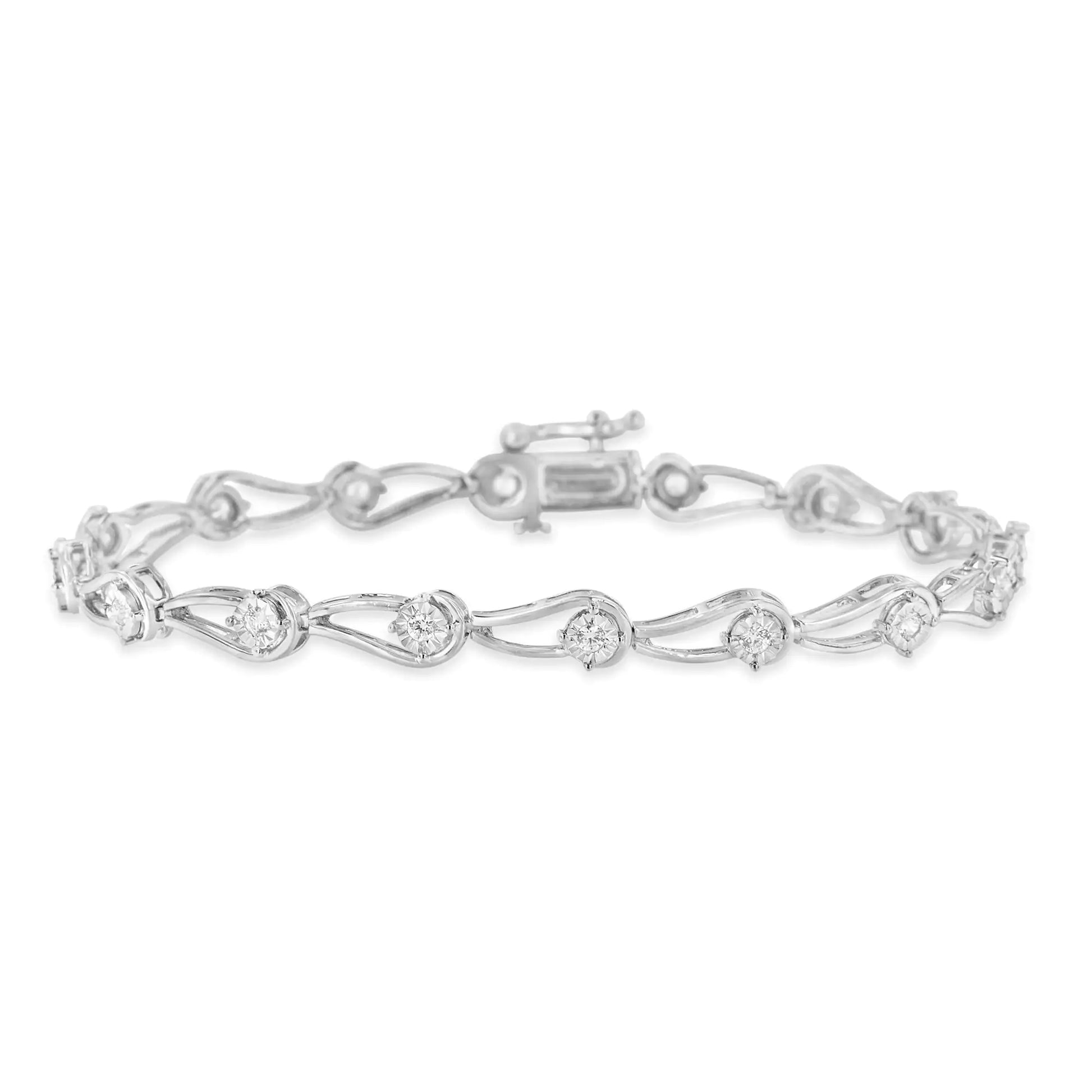 Sterling Silver Rose Cut Diamond Fashion Tennis Bracelet (0.5 cttw, I-J Color, I2-I3 Clarity) - Puritific