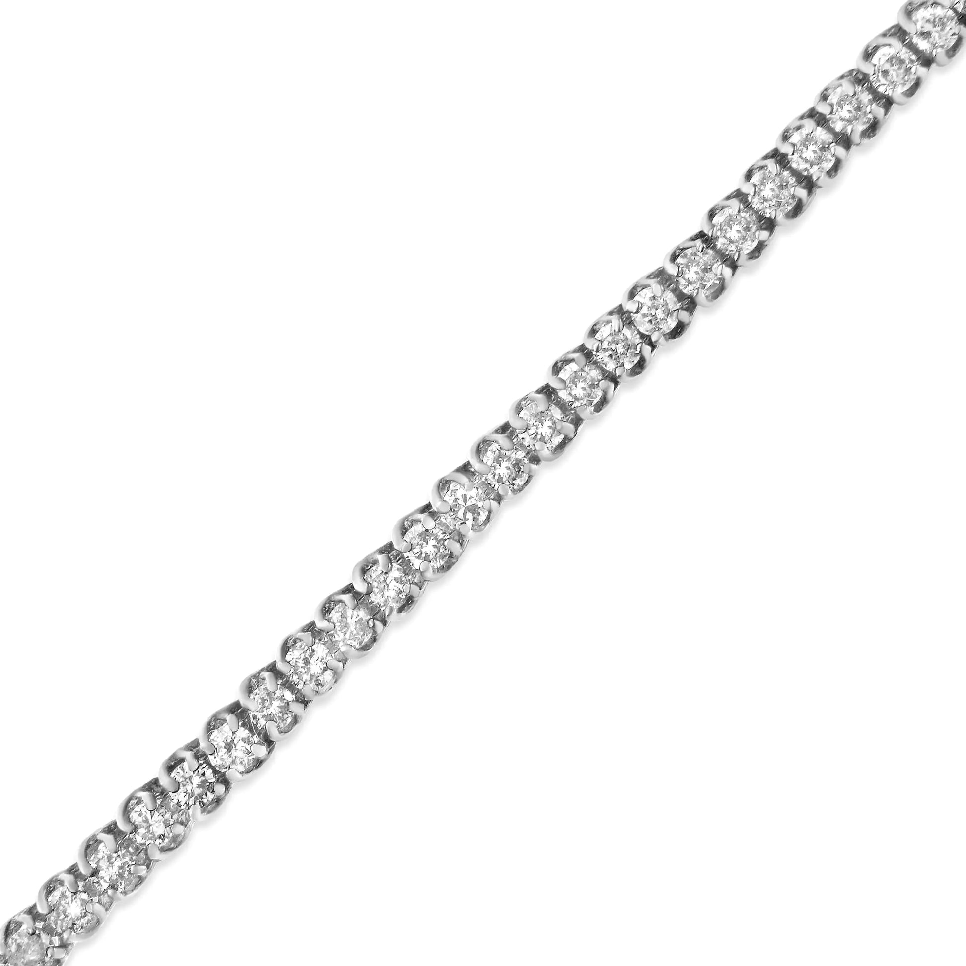 IGI Certified .925 Sterling Silver 4.0 Cttw 4 Prong Set Round-Cut Diamond Classic 7” Tennis Bracelet (H-I Color, I1-I2 Clarity) - 7" - Puritific