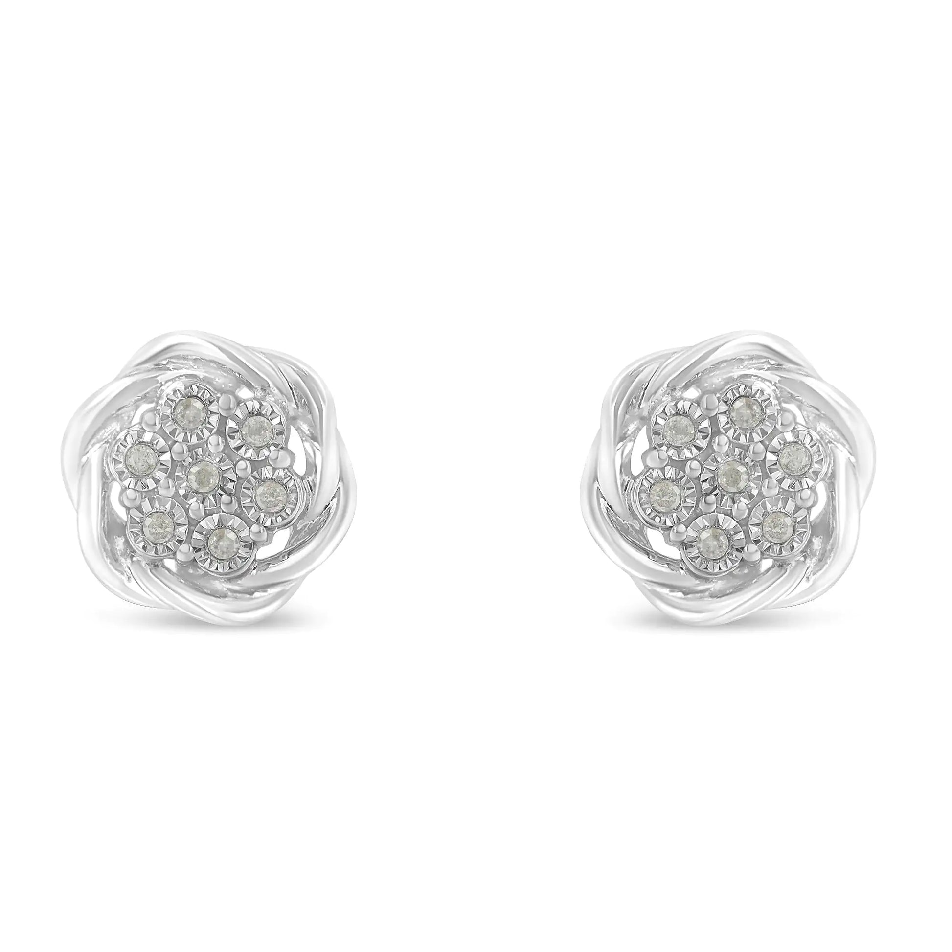 Sterling Silver Diamond Swirl Cluster Stud Earrings (1/6 cttw, I-J Color, I2-I3 Clarity) - Puritific