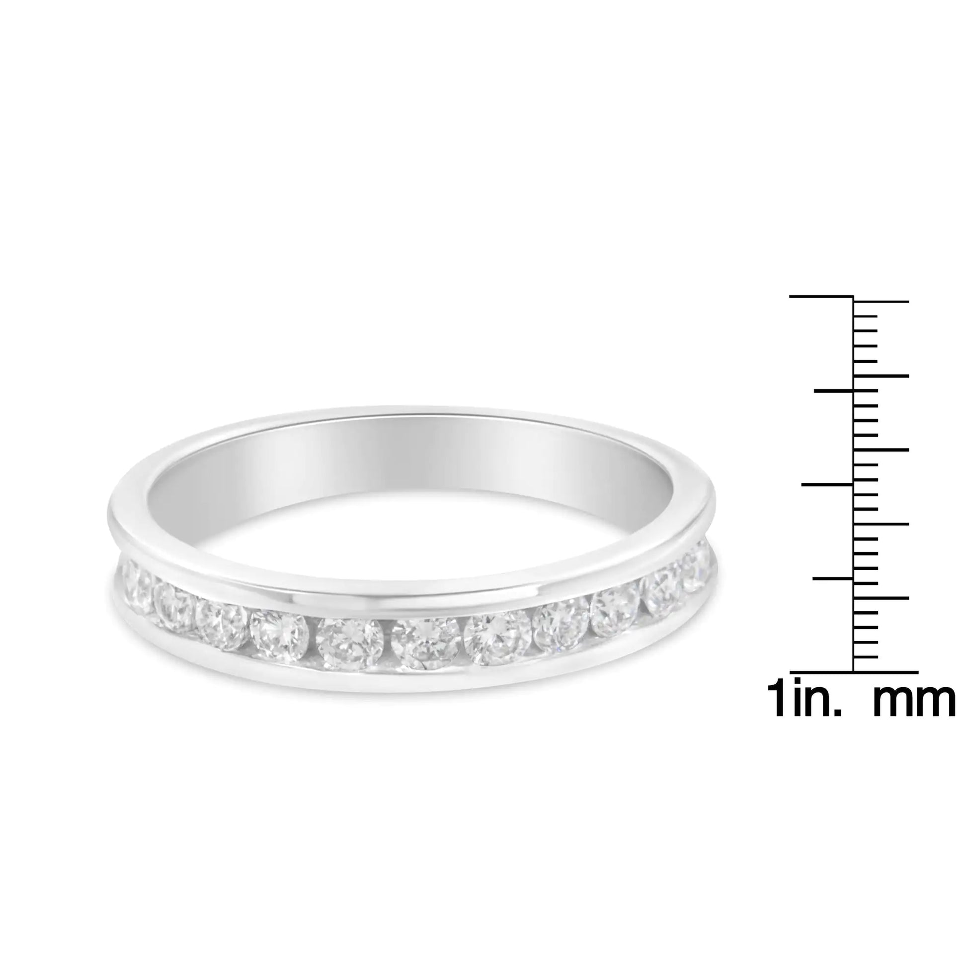 IGI Certified 1/2 Cttw Round Brilliant Cut Diamond 18K White Gold Channel Set Eternity Style Wedding Band Ring (H-I Color, I1-I2 Clarity) - Puritific