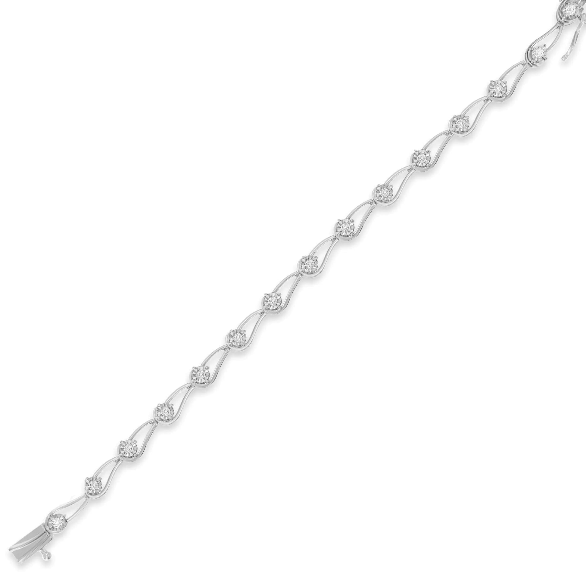 Sterling Silver Rose Cut Diamond Fashion Tennis Bracelet (0.5 cttw, I-J Color, I2-I3 Clarity) - Puritific