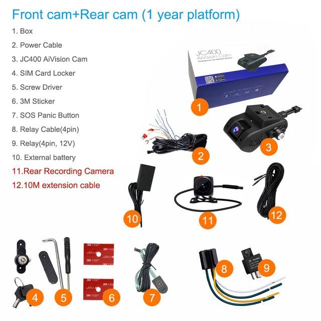 JIMIMAX JC400 Dashcam Front and Rear 4G WIFI Hotspot Inside Camera - Puritific