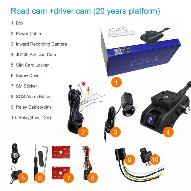 JIMIMAX JC400 Dashcam Front and Rear 4G WIFI Hotspot Inside Camera - Puritific