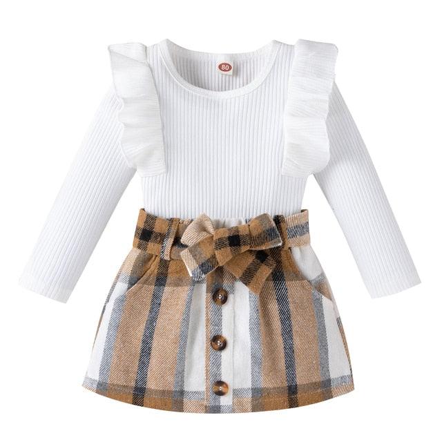 Knitted Ribbed Solid Color Baby Girl Set - Puritific