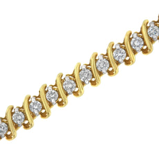 14KT Yellow Gold Diamond S-Link Tennis Bracelet (3 cttw, I-J Color, I1-I2 Clarity) - Puritific