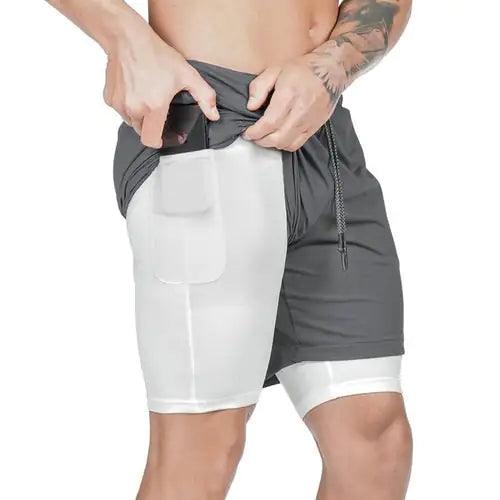 Men 2 in 1 Running Shorts Jogging Gym Fitness - Puritific