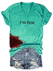 Women Halloween Bloodstained I'm Fine Shirt - Puritific