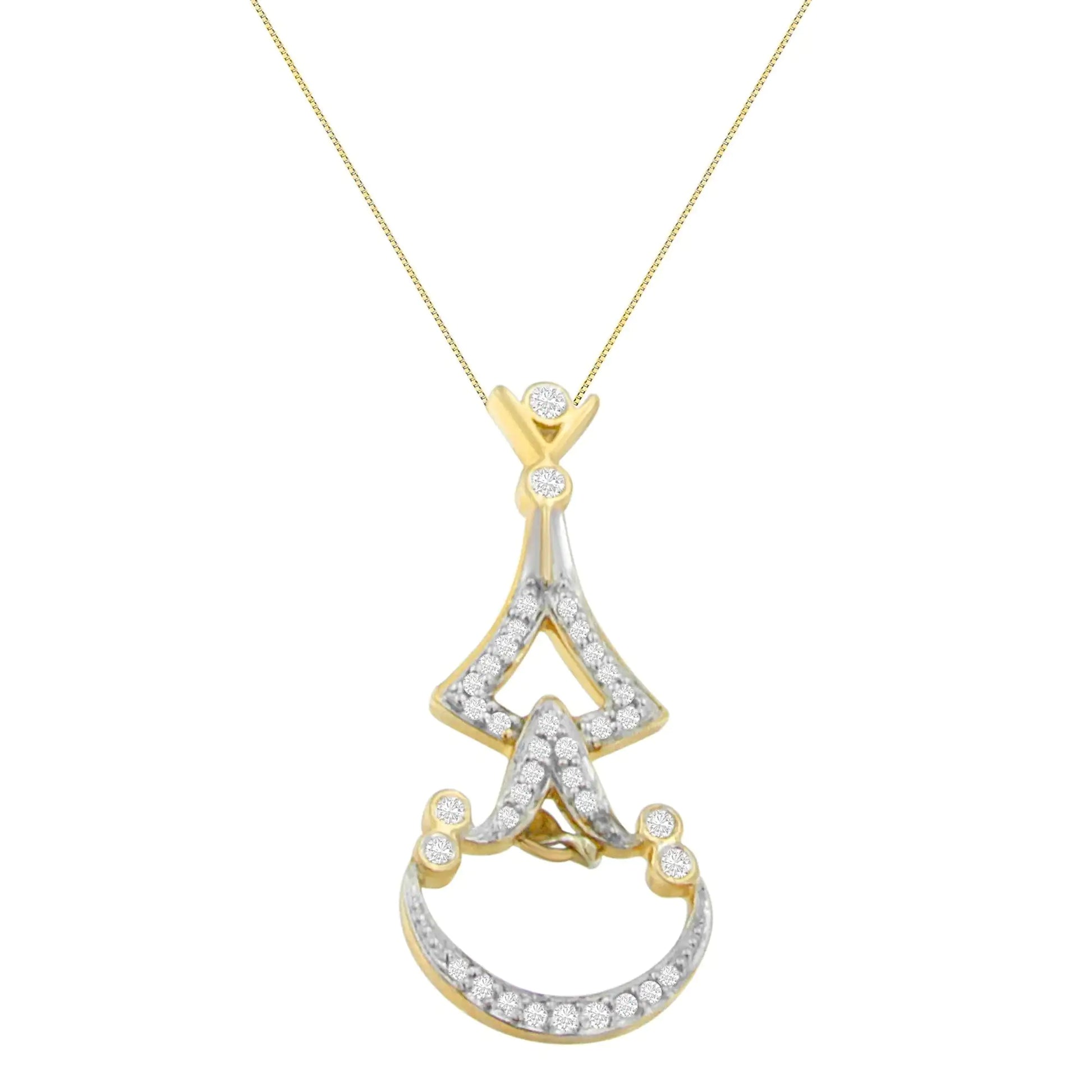 14K Yellow Gold 1/3 cttw Round Diamond Pendant Necklace (H-I, SI2-I1) - Puritific